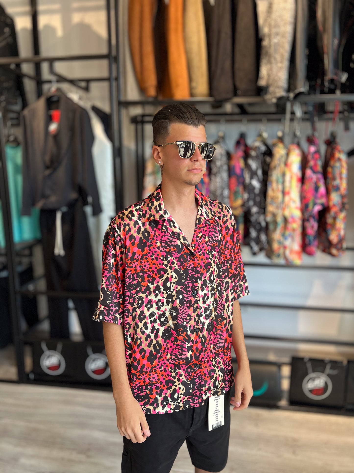 Camasa MAN RASO STAMPA LEOPARDO