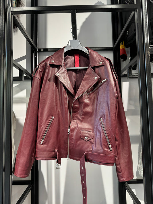 Man Burgundy Leather Jacket