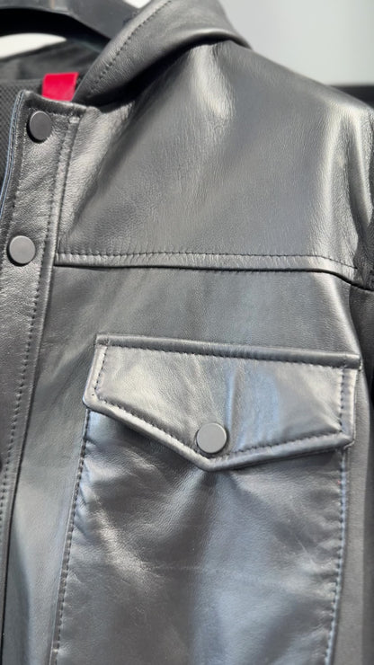 Man Hooded Leather Jacket
