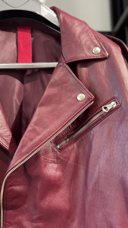 Man Burgundy Leather Jacket